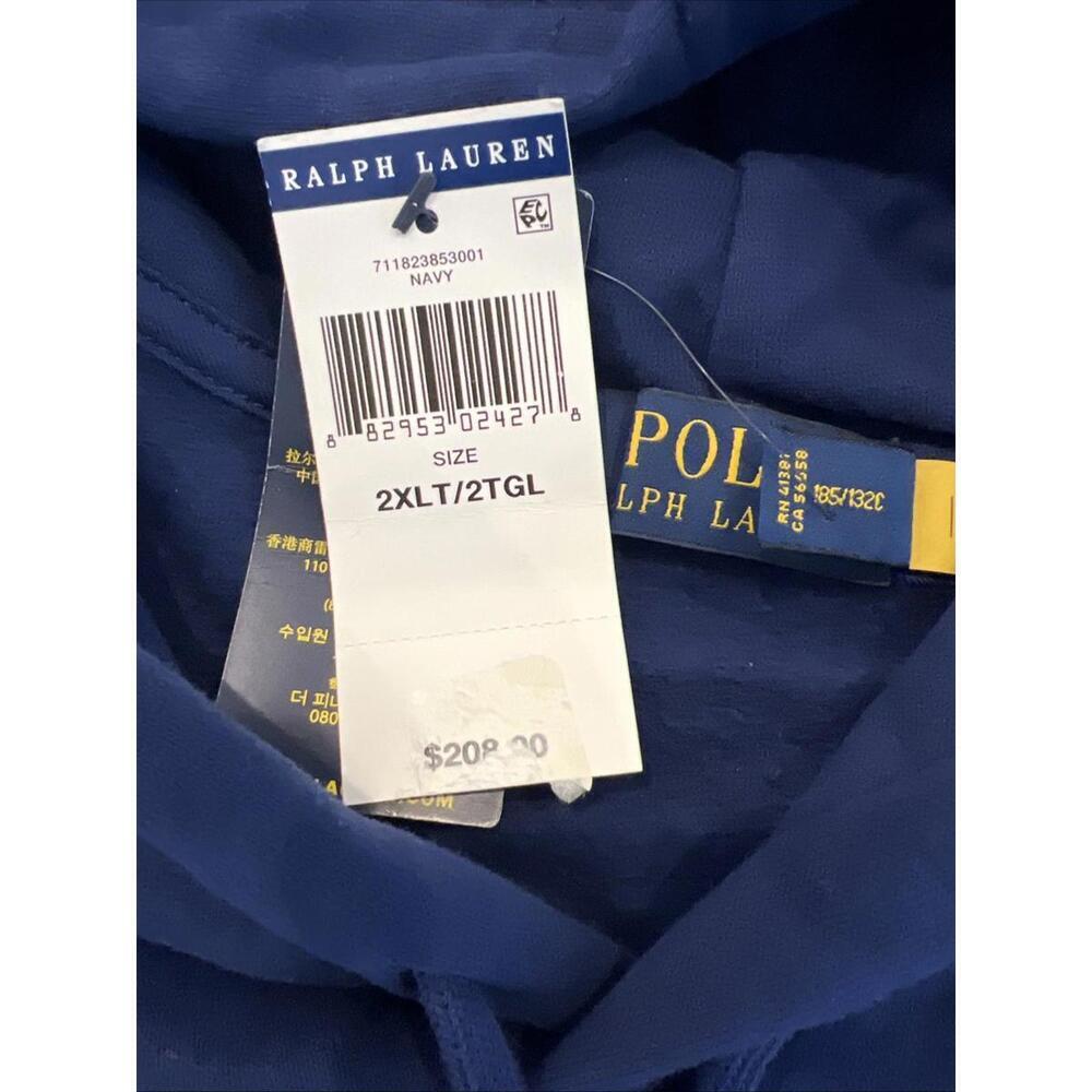 $208 NEW Polo Ralph Lauren Triple Pony Fleece BIG&TALL  2XLT Hoodie Men's  Blue - Picture 5 of 8
